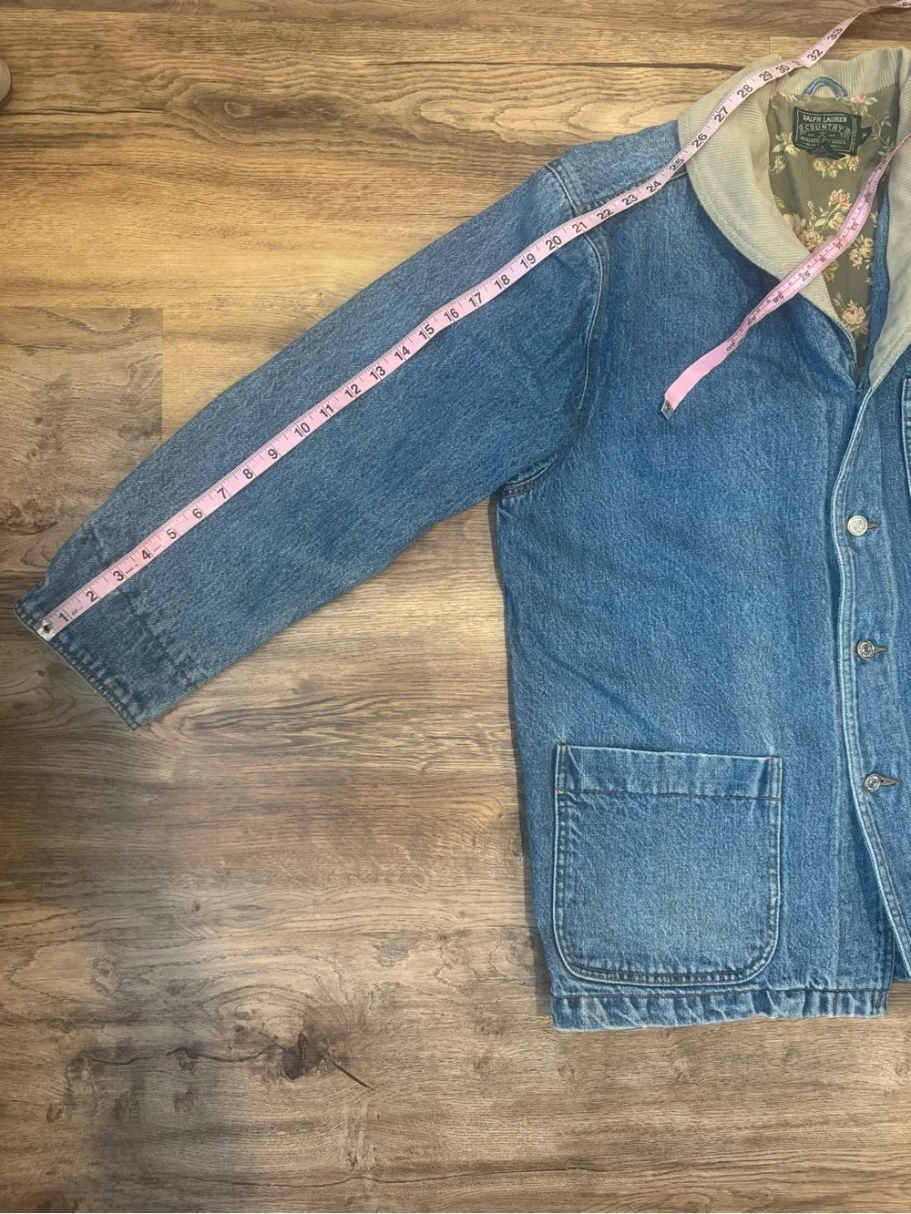 Vintage Ralph Lauren Country Denim Barn Chore Jacket Floral Lined Size M - Picture 5 of 9